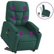 vidaXL Massagesessel, Relaxsessel mit Aufstehhilfe Dunkelgr&uuml;n Stoff