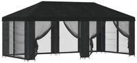 vidaXL Pavillon 6 x 3 m Pavillon mit Seitenw&auml;nden 6x3 m Schwarz Polyester und...