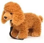 Uni-Toys Kuscheltier Pudel - Versch. Farben - Mit/ohne Leine - 30 cm (L&auml;nge) -