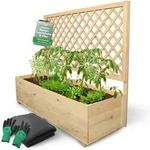 holz4home&reg; Blumenkasten Pflanzkasten mit Rankgitter aus Kiefernholz I inkl.