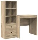 vidaXL Schreibtisch Schreibtisch mit Schubladen mit Regal 2 pcs Sonoma-Eiche...
