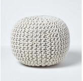 Homescapes Pouf Runder Strickpouf 100% Baumwolle, natur
