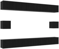 vidaXL TV-Schrank TV-Schrankset 8 pcs Schwarz Eichen-Optik Holzwerkstoff (8-St)