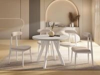 WFL GROUP Esstisch Avero White ausziehbar rund modern mit Holzbeinen (MADE IN...
