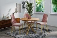 WFL GROUP Esstisch Flora ausziehbar rund industrial mit goldenen Metallbeinen...
