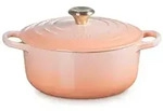 LE CREUSET Br&auml;ter Br&auml;ter Signature rund mit Goldknopf p&ecirc;che 20cm,...