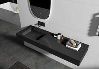 Bernstein Waschtisch BA8014 141cm Quarz Schwarz, Wandwaschbecken 141cm Quarz...