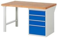 RAU Werkbank Werkbank 1500x900x890mm 4xSchublade-TA lichtgrau/enzianblau
