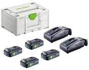 FESTOOL SYS3 ENG 18V 2x4,0/TCL6 Energie Set 18 V + 4x Akku 4,0 Ah + 2x Ladege