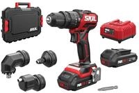 SKIL Akku-Bohrschrauber Skil 20V 3076 HC Akku-Schlagbohrmaschine + 4 Aufs&auml;tze (2x2,0