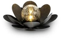 Spetebo LED Solarleuchte LED Solar Lotusbl&uuml;te schwarz mit Crackleglas Kugel -...