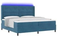 vidaXL Bett Boxspringbett mit LED-Lichtleisten Blau 200 x 200 cm Samt (1-tlg)