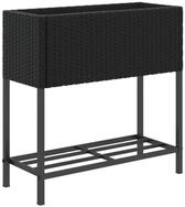 vidaXL Blumentopf Pflanzk&uuml;bel mit Ablage Schwarz Poly Rattan (1 St)