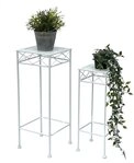 DanDiBo Blumenhocker Wei&szlig; Metall Eckig Blumenhocker 2er Set Beistelltisch