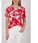 Monari T-Shirt Shirt Bl&auml;tter allover Regular fit mit Bl&auml;ttermuster rot XS (34)