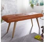 FINEBUY Hockerbank Sitzbank Lederbank Holz massiv Flurbank Esszimmerbank...