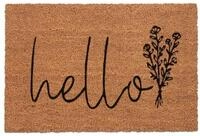 relaxdays Fu&szlig;matte Kokos Fu&szlig;matte "Hello", rechteckig, H&ouml;he: 15 mm