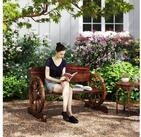 Outsunny Bank mit R&uuml;cken- und Armlehnen, im R&auml;dernform (Gartenbank aus Holz,...