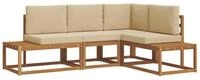 vidaXL Sofaelement Outdoor-Sofagarnitur mit Kissen 4 St&uuml;ck Natur und Beige (4...
