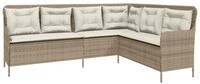 vidaXL Loungesofa Gartensofa in L-Form mit Kissen Beige Poly Rattan, 1 Teile