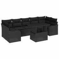 vidaXL Gartenlounge-Set Gartensofa-set mit Kissen 8 pcs Schwarz Poly-Rattan,...