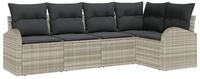 vidaXL Gartenlounge-Set Gartensofa-set mit Kissen 5 pcs Hellgrau Poly-Rattan,...