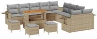 vidaXL Gartenlounge-Set Gartensofa-set 14 pcs Beige Poly-Rattan, (14-tlg)
