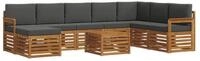 vidaXL Gartenlounge-Set Outdoor-Sofagarnitur mit Kissen 9 pcs Natur und...