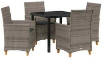 vidaXL Gartenlounge-Set Garten Essgruppe 5 pcs Grau Poly-Rattan, (5-tlg)