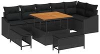vidaXL Gartenlounge-Set Gartensofa-set mit Kissen 9 pcs Schwarz Poly-Rattan,...