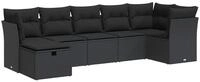 vidaXL Gartenlounge-Set 7-tlg. Garten-Sofagarnitur mit Kissen Schwarz Poly...