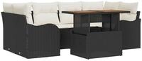 vidaXL Loungesofa Garten-Sofa-Set mit Kissen 7 pcs Schwarz und Creme, 7 Teile