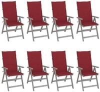 vidaXL Gartenstuhl Verstellbare Gartenst&uuml;hle mit Auflagen 8 Stk. Grau nholz (8...
