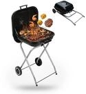 relaxdays Holzkohlegrill mit Deckel & Rolle