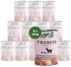 Fresco Dog NassBarf Hypoallergenes Hundefutter Nass 12 x 400g, Ziege mit Maniok,