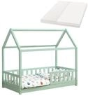 Juskys Kinderbett Marli, 80x160 cm, 3 - 10 Jahre, Rausfallschutz, inkl. Matratze