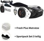 Aileenstore Autobett Police (inkl. Sportsitze, Lattenrost, Heckspoiler und LED
