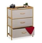 relaxdays Kommode Bambus Kommode 3 Schubladen, Beige