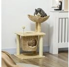 PawHut Kratzbaum Kratzm&ouml;bel mit Katzenh&ouml;hle, Spielball, Kletterturm mit Bett,...