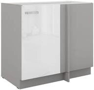 K&uuml;chen-Preisbombe Eckunterschrank 105 cm K&uuml;che Bianca Wei&szlig; Hochglanz + Grau