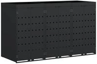 vidaXL M&uuml;lltonnenbox Wagenm&uuml;llbeh&auml;lter f&uuml;r 3 Beh&auml;lter Schwarz 204 x 77,5 x...