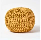 Homescapes Pouf Runder Strickpouf 100% Baumwolle, Senf