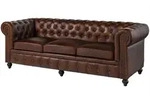 Massivmoebel24 Sofa CHESTERFIELD, Sofa 3-Sitzer Echtleder 216x82x75 braun