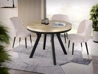 WFL GROUP Esstisch Lume ausziehbar rund modern mit schwarzen Holzbeinen (MADE...