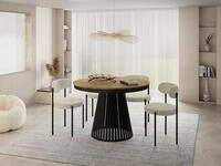 WFL GROUP Esstisch Naro Black ausziehbar rund modern mit schwarzen Metallbeinen...