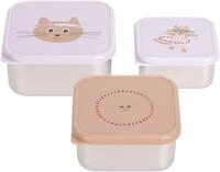 L&Auml;SSIG Lunchbox Tiny Team Cat, Snackbox, Edelstahl, Polyprophylen (PP), (3-tlg)