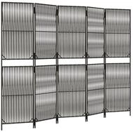 vidaXL Raumteiler Paravent 5-tlg. Grau Poly Rattan, 1-tlg.