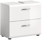 xonox.home Waschbeckenunterschrank Wei&szlig; Hochglanz Melamin Modern 60x54x32 cm