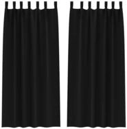 vidaXL Vorhang Verdunkelungs-Vorh&auml;nge mit Ringen 2 pcs Schwarz 260 x 140 cm (2...