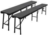 PROREGAL&reg; Gartenbank Bierbank 2er Set klappbar 180cm 8 Personen Rattan Optik
